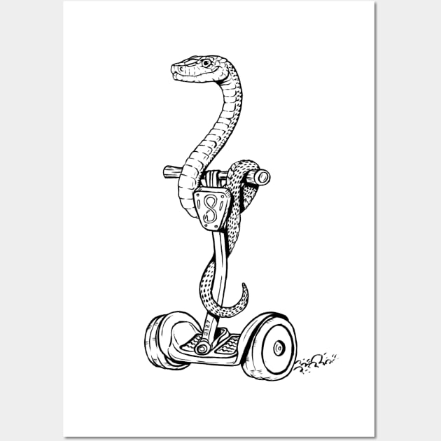 Snake on a Segway Wall Art by AJIllustrates